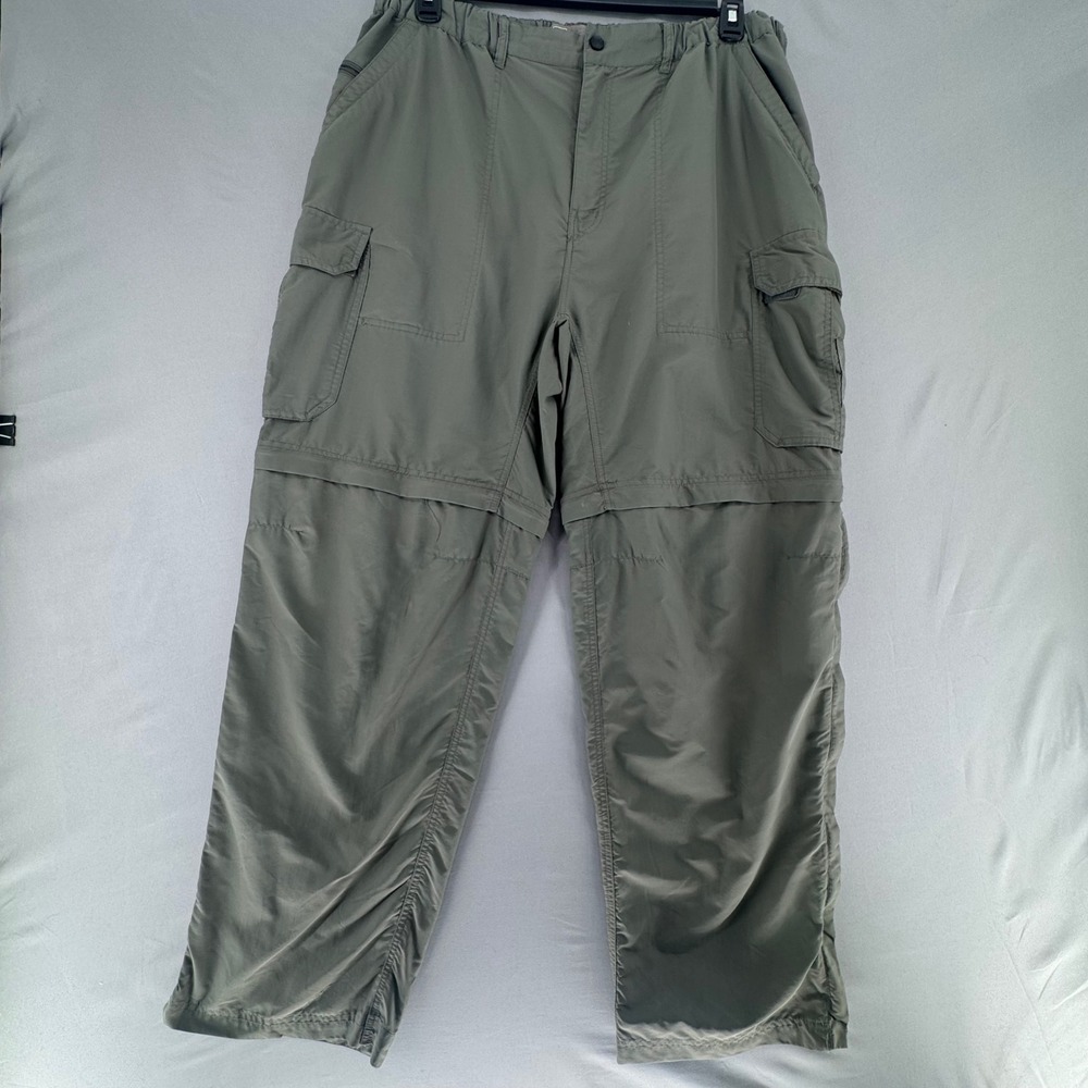 REI Sahara Mens XL‎ 32L Convertible Cargo Hiking Pants Sage Green Nylon Zip Off
